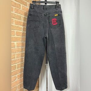 Vintage Jordache black wash mom jeans with USC Gamecock embroidered pocket